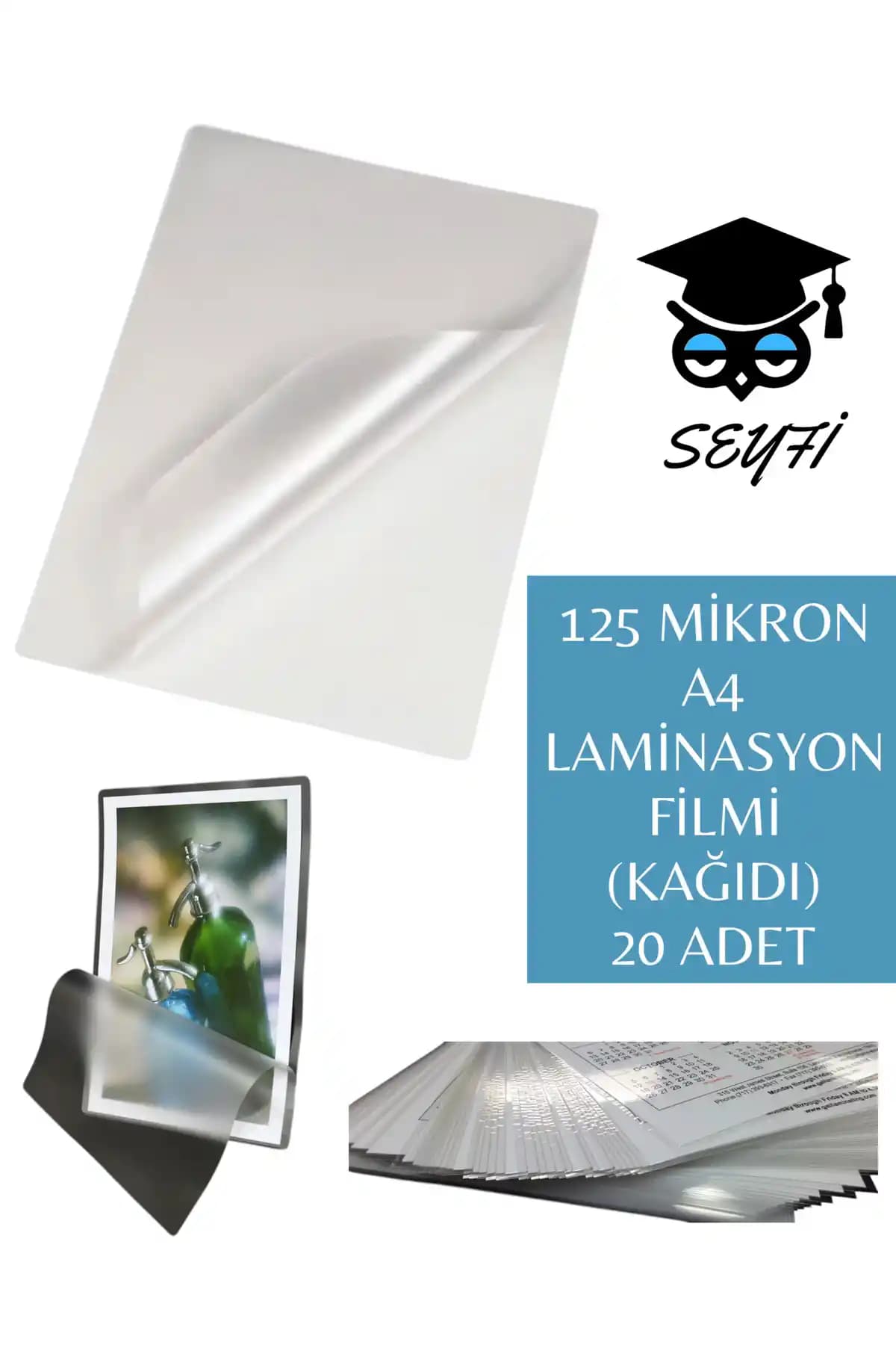 SEYFİKİRTASİYE 125 Mikron A4 Laminasyon Filmi: Belge ve Resim Koruma Çözümü