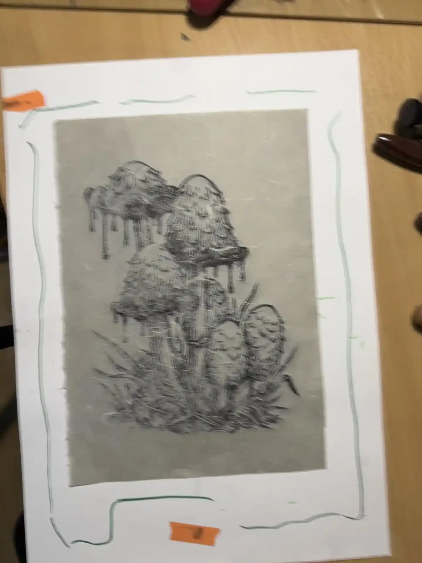 Shaggy Ink Cap Mantarının Mulberry Kağıdında Lino Kesim Baskı Teknikleri ve Malzeme İncelemesi