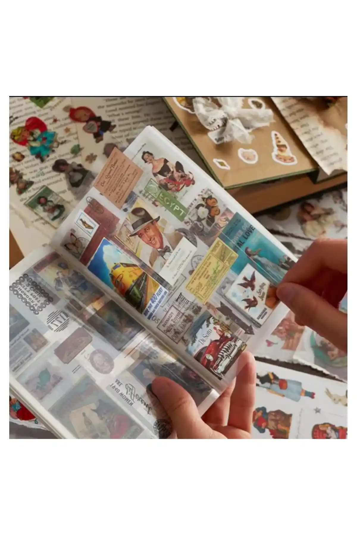 Vox Art Vintage ve Retro Tarzında 200 Adet Etiket İçeren Sticker Defteri