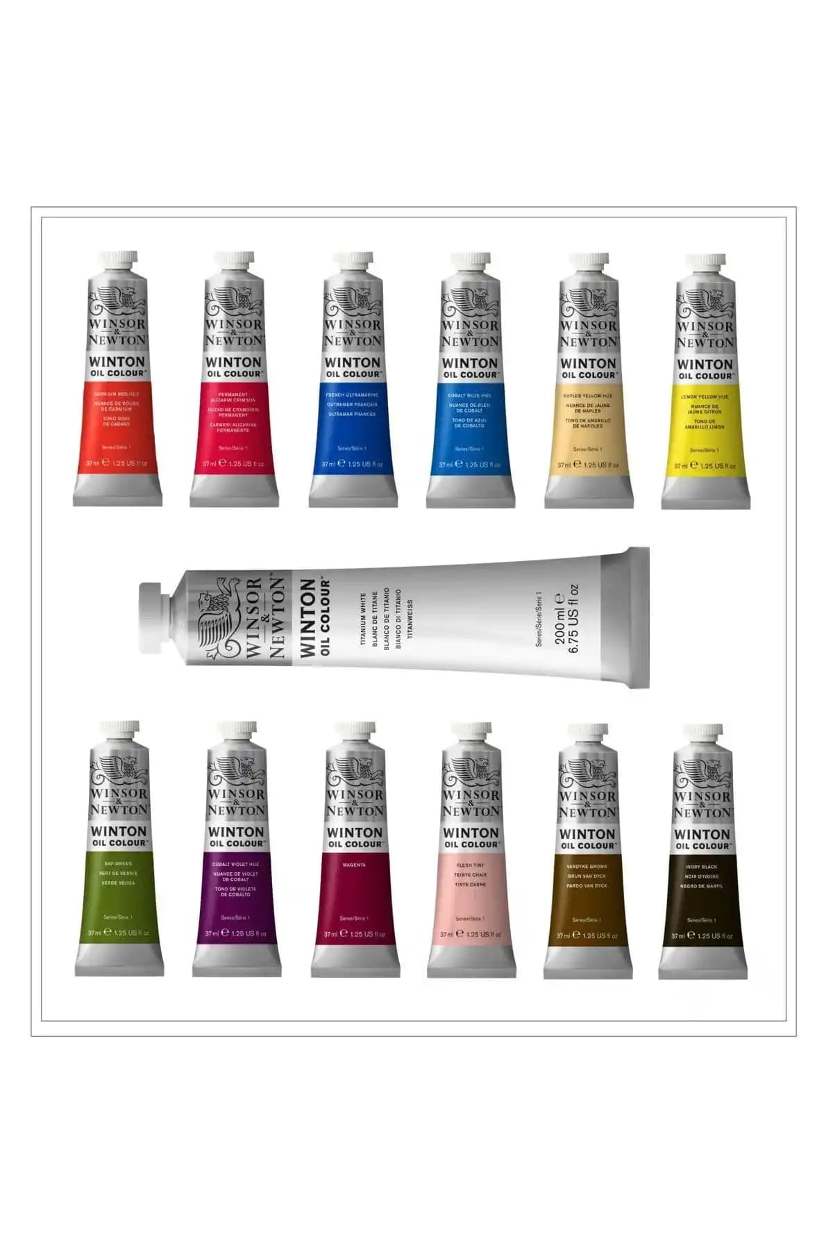 Winsor & Newton Winton 12 Renk 37ml + 200ml Titanium White Yağlıboya Seti