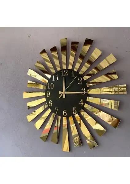 AA Shop Siyah Gold Aynalı Pleksi Piyano Model Duvar Saati Ev Dekorasyonuna Şık Katkı