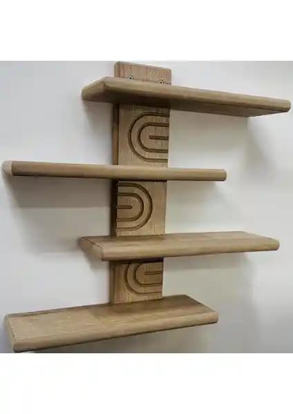 Akçe Home Asimetrik Bohem Ahşap Duvar Rafı Modern ve Şık Dekorasyon Unsuru