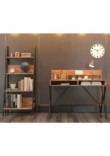 AVM Park Yanke Atlantik Çam Çalışma Masası ve Kitaplık Modern Ofis İçin Uygun Tasarım