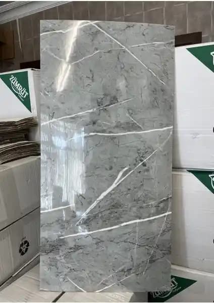 BienHome 30x60 cm Gri Mermer Desenli Kendinden Yapışkanlı Duvar Paneli Entegre Banyo ve WC Dekorasyonu