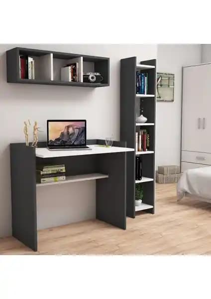 Bimossa Nurbanu Kitaplık ve Raflı Çalışma Masası Modern Tasarım ve Dayanıklılık
