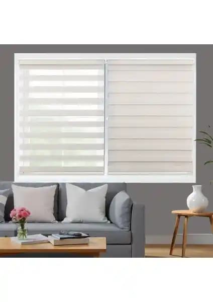 Blind-X Ekru Bambu Stor Zebra Perde: Dayanıklı ve Şık Modern İç Mekan Perdesi