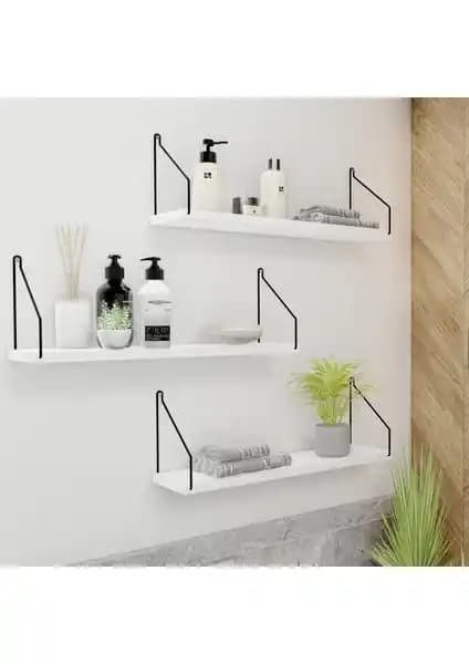 CatchMe Duvar Rafı 3'lü Modern ve Dayanıklı Dekoratif Raf Seti 15x55 cm