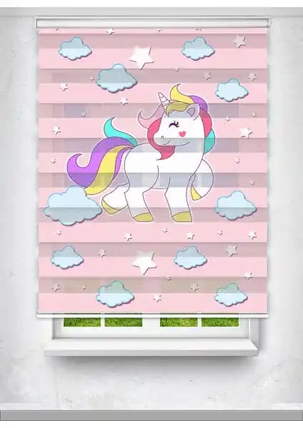Çocuk Odası Dekorasyonunu Canlandıran Unicorn Sevimli At Baskılı Perde, Dayanıklı ve Kolay Montajlı