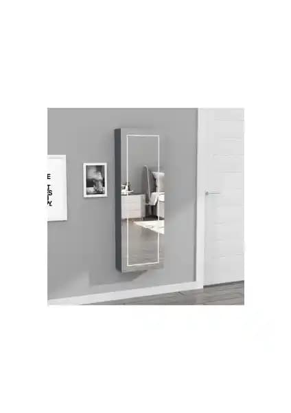 Decobox Paris LED Aydınlatmalı Boy Aynalı Takı Dolabı Beyaz Modern Tasarım