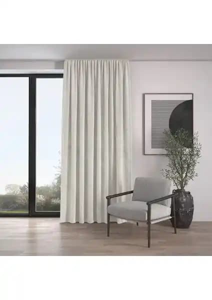 Demor Home Kadife Dokulu Ekstrafor Büzgülü Badem Ezmesi Rengi Fon Perde Ürün Özellikleri ve Dekorasyon İpuçları