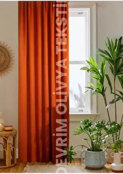 Devrim Olivya Tekstil Kiremit Renk Blackout Perde Modern ve Şık Tasarım