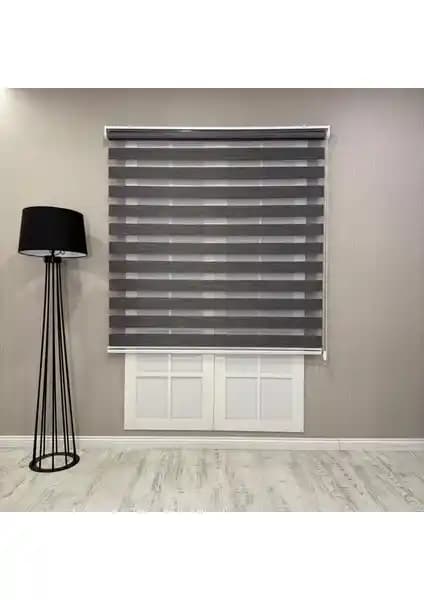 Donatti Bambu Zebra Stor Güneşlik Perde Füme Koyu Gri Modern ve Dayanıklı Tasarım