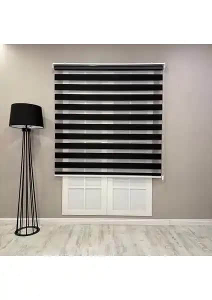 Donatti Bambu Zebra Stor Güneşlik Perde Siyah Modern ve Dayanıklı İç Mekan Dekorasyonu