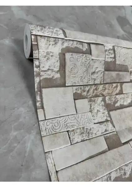 Dudeko 3 Boyutlu Taş Desenli İthal Duvar Kağıdı Modern ve Dayanıklı İç Mekan Dekorasyonu