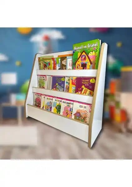 Emdief Home Melis Serisi 3 Raflı Montessori Kitaplık: Güvenli ve Estetik Çocuk Odası Mobilyası