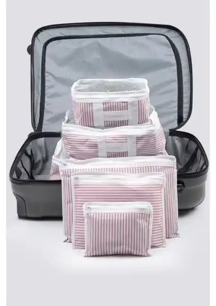 Esti 6'lı Valiz Düzenleyici Set Pembe - Fonksiyonel ve Şık Seyahat Organizerleri