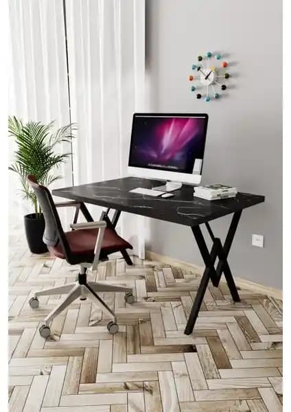 EVDEMO Parla Çalışma Masası Siyah Mermer Görünüm ile Modern ve Dayanıklı Tasarım