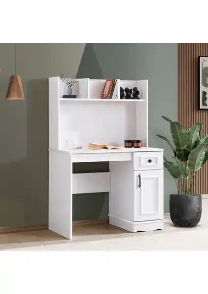 Felix Üniteli Beyaz Bilgisayar Çalışma Masası Modern Tasarım ve Fonksiyonellik