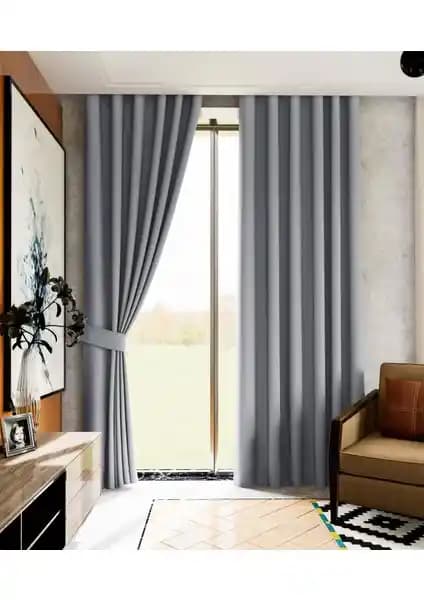 Lüks House Gri Blackout Fon Perde Modern İç Mekanlar İçin Şık ve Fonksiyonel Tasarım