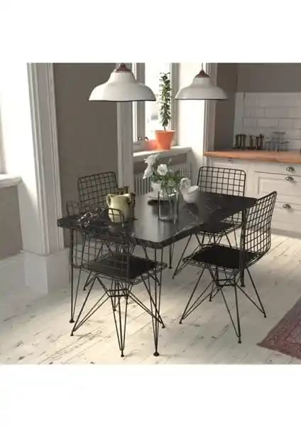 Mermer Desenli Masa Sandalye Takımı Modern ve Dayanıklı Tasarım Özellikleriyle