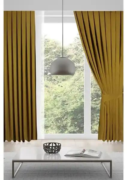 Meva Home Yağ Yeşili Kadife Fon Perde Modern ve Şık Dekorasyonlar İçin Uygun