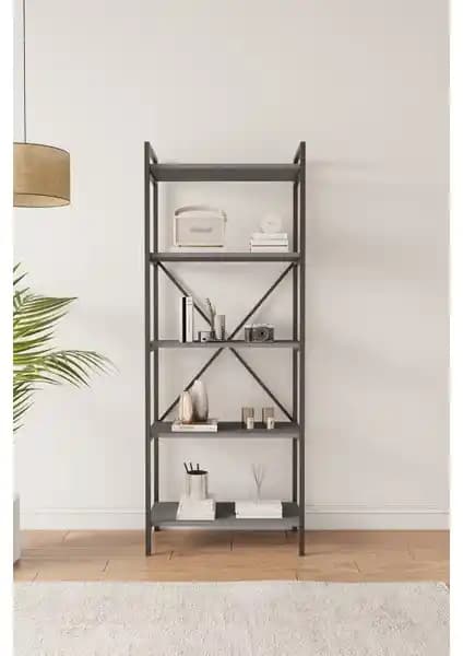 Mobitopya Nilamu 65 cm Antrasit Kitaplık Modern ve Dayanıklı Depolama Çözümü