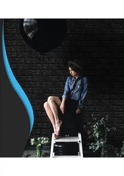 Modern Kendinden Yapışkanlı Esnek Sünger Tuğla Desen Siyah Duvar Paneli İç Mekan Dekorasyonu