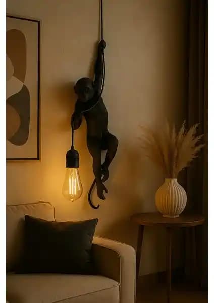 Modern ve Şık Siyah Maymun Figürlü Duvar Aplikleri ile Mekânlarınızı Yenileyin