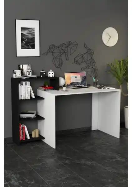 Moonlife Ahsen Kitaplıklı Çalışma Masası Modern ve Dayanıklı Ofis ve Ev Kullanımı İçin