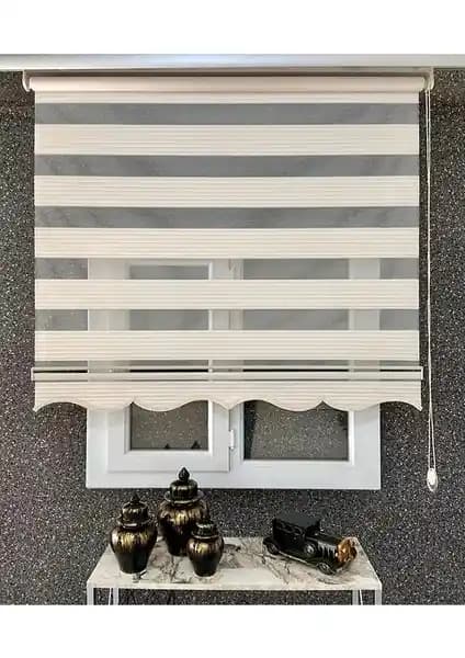 NetworkAvm Krem Geniş Pliseli Zebra Stor Perde Modern ve Şık Tasarım Çözüm