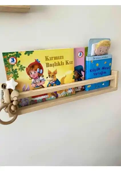 Olcay Aksesuar 50 cm Ahşap Montessori Kitaplık Doğal ve İşlevsel Dekorasyon Unsuru