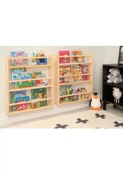 Olcay Aksesuar Montessori Çocuk Odası Duvar Rafı 105 cm doğal ahşap dayanıklı