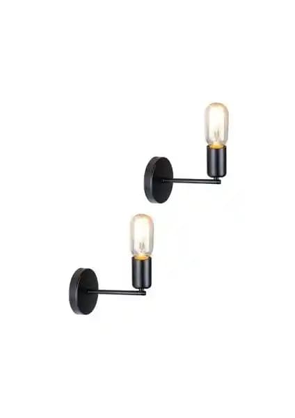 Ömür Avize Pasifik Modern Retro Rustik Siyah Aplik Çiftli Şık İç Mekan Aydınlatması