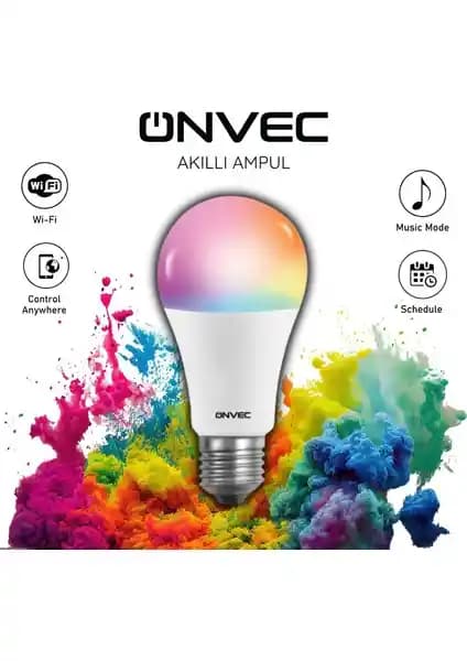 Onvec WiFi ve Bluetooth Destekli 9W RGB Akıllı Ampul: Modern ve Çok Fonksiyonlu Aydınlatma Çözümü