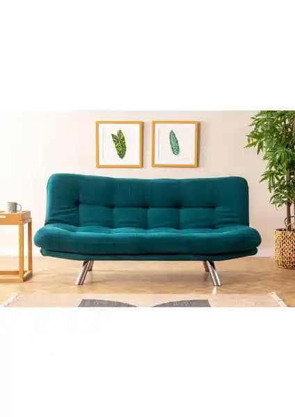 Pafu Hippo Yataklı Üçlü Koltuk Petrol Rengi Modern ve Çok Yönlü Tasarım