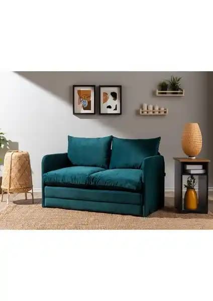 Pafu Saga İkili Katlanır Yataklı Koltuk Soho Petrol Modern ve Fonksiyonel Tasarım