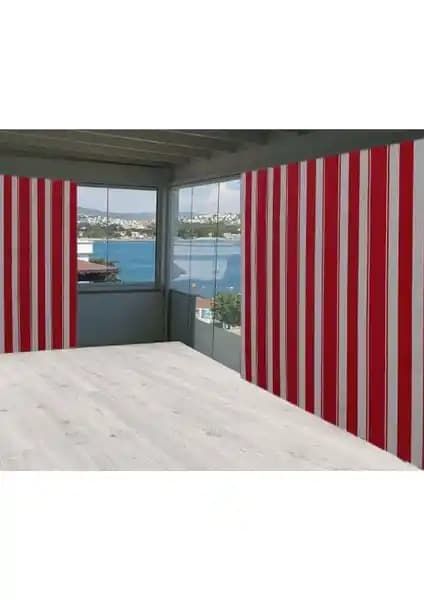 Perhal Kırmızı Beyaz Çizgili Balkon Perdesi: Estetik ve Dayanıklı Dış Mekan Koruma Çözümü