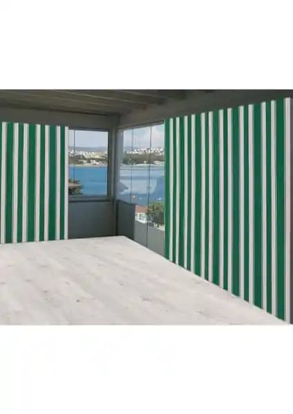 Perhal Yeşil Beyaz Çizgili Balkon Perdesi: Estetik ve Dayanıklı Koruma Çözümü