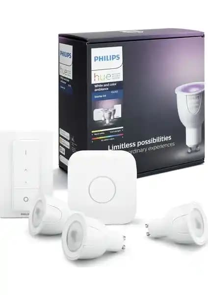 Philips Hue Renkli Akıllı Spot Başlangıç Seti 3'lü GU10 ile Modern ve Estetik Aydınlatma Çözümü