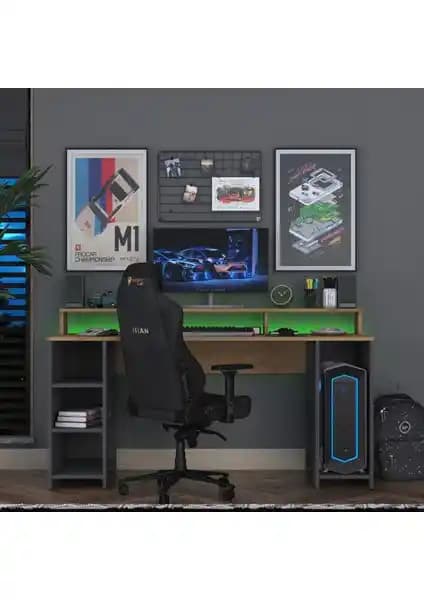 Rani HA122 LED RGB Raflı Oyuncu ve Çalışma Masası Modern Tasarım ve Fonksiyonellik