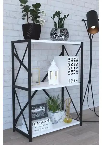 Remaks 3 Raflı Metal Kitaplık Beyaz - Modern ve Dayanıklı Depolama Çözümü