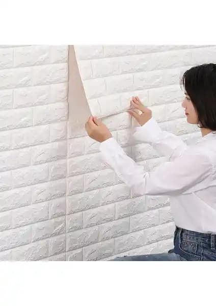 Renkli Duvarlar 35x38 cm Beyaz Kendinden Yapışkanlı 3D Esnek Duvar Paneli Dekorasyon Çözümü