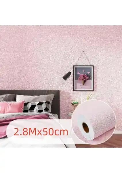 Renkli Kendinden Yapışkanlı Duvar Paneli 50x280cm Pembe, Estetik ve Dayanıklı İç Mekan Dekoru