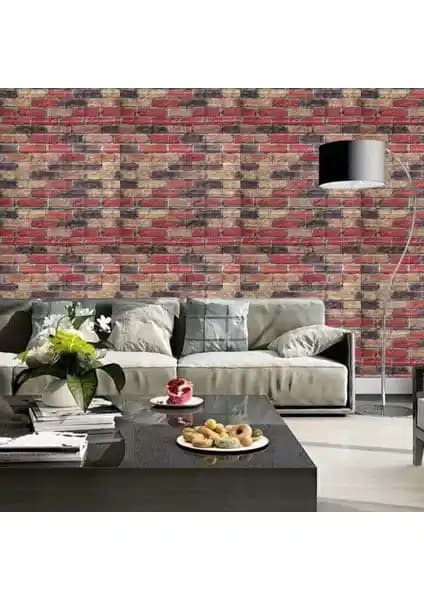 Renkli Tuğla Desenli Kendinden Yapışkanlı Duvar Paneli İç Mekan Dekorasyonu İçin Uygun Çözüm