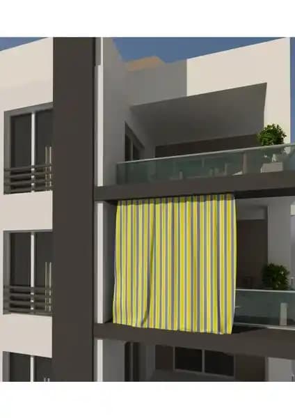Sarı Gri Çizgili Balkon Perdesi: Estetik ve Dayanıklı Koruma Çözümü
