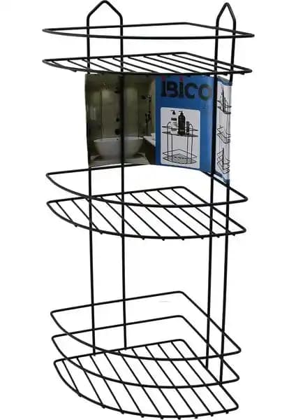 Sprout Siyah 3 Katlı Köşe Banyo Rafı Modern Tasarım ve Dayanıklılık Sağlar