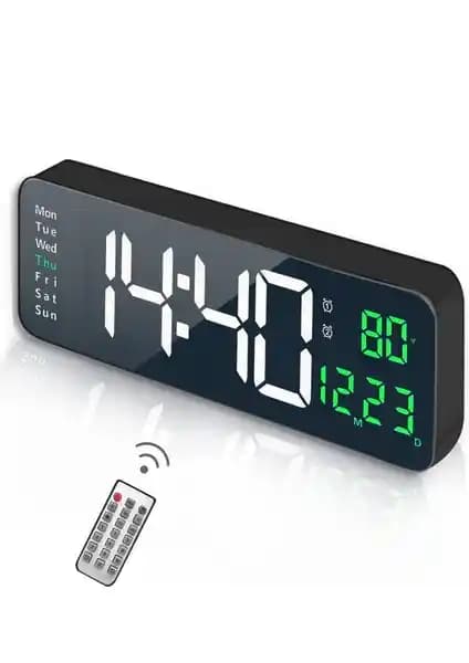 UpWay Dijital LED Ekranlı Modern Çok Fonksiyonlu Duvar ve Masa Saati