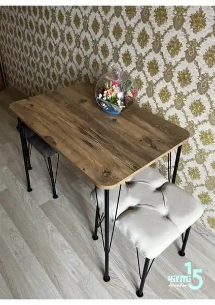 Yirmi15 Metal Ayaklı Eclipse Masa 60x90 Modern ve Dayanıklı Çalışma ve Mutfak Masası