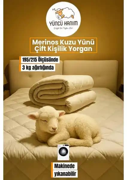 Yüncü Hanım Çift Kişilik Merinos Kuzu Yünü Yorgan: Doğal ve Konforlu Uyku Deneyimi