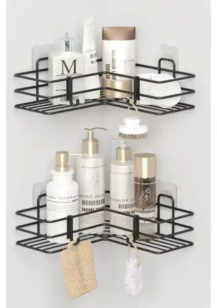 Zabata Yapışkanlı Banyo Köşeliği 2 Adet Modern ve Dayanıklı Duvar Düzenleyicisi